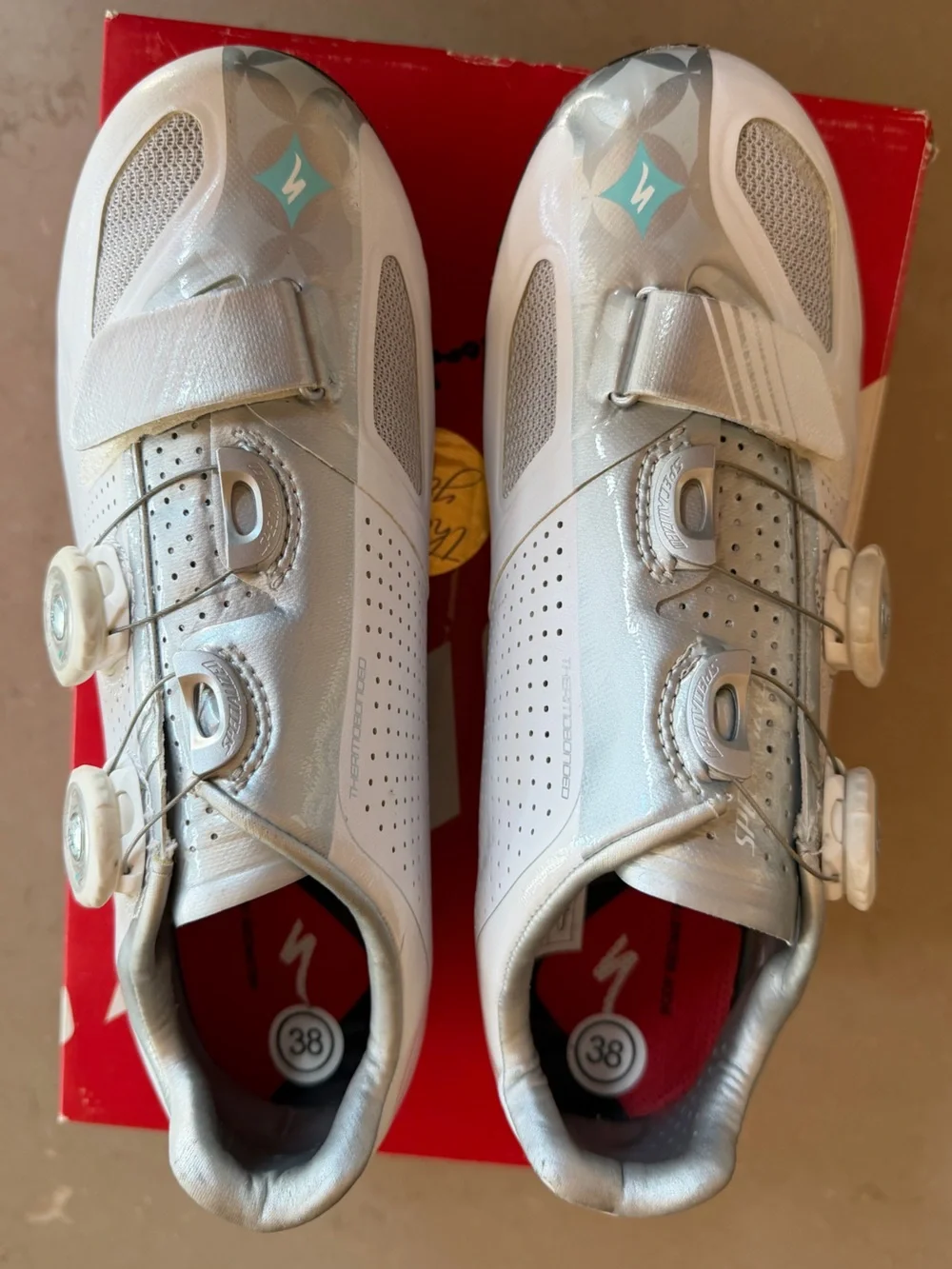 Specialized S-Works Road Cycling Shoes EU 38 US 7.25 White Silver Carbon BOA Box